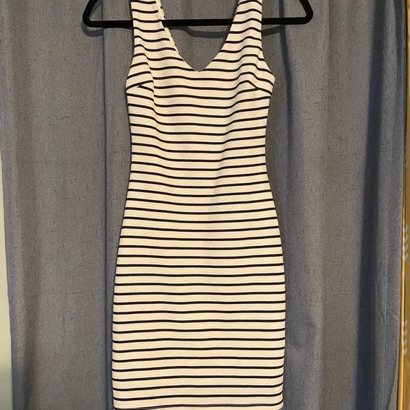 Aqua blue and white striped bodycon dress - Picture 1 of 2